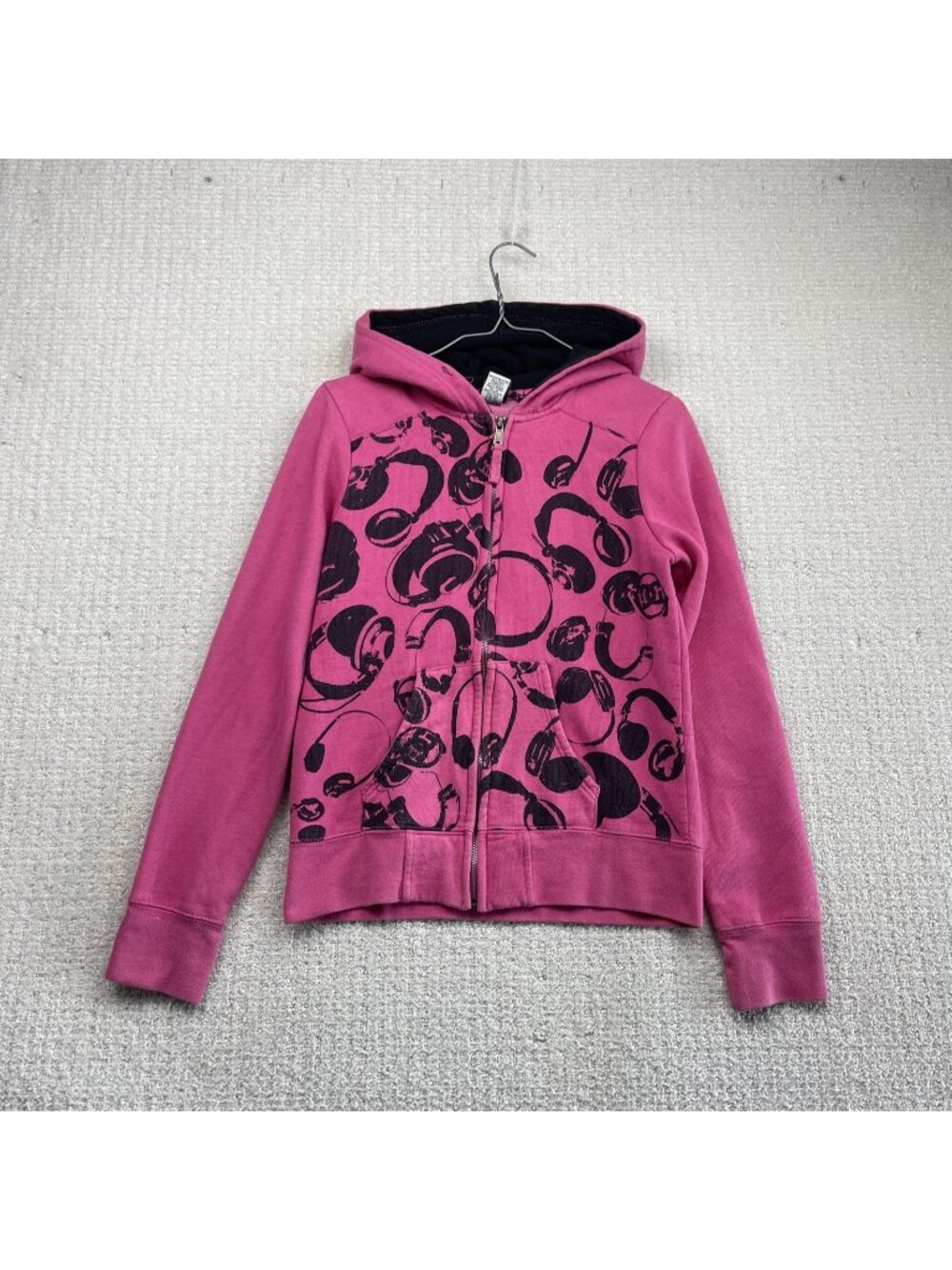 y2k DC Pink Zip-Up Hoodie with Black Graphic